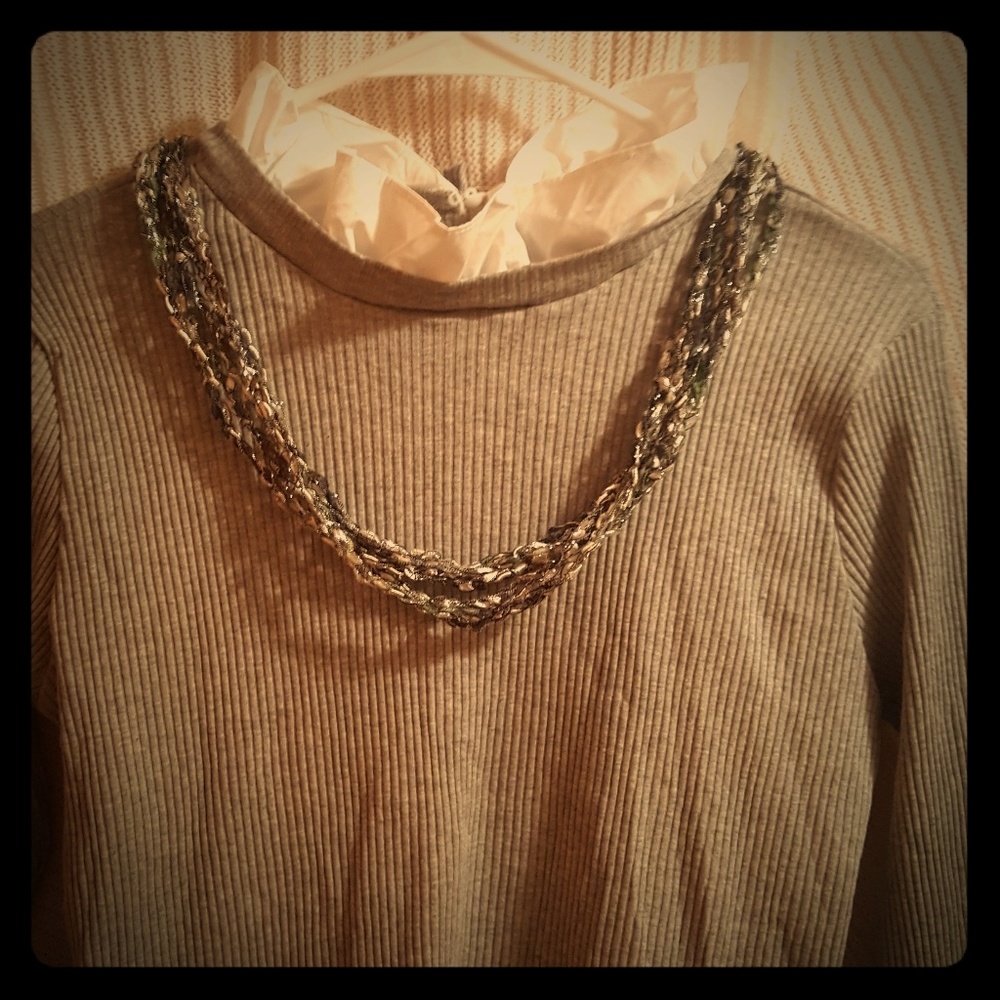 Gray tunic with attached white blouse